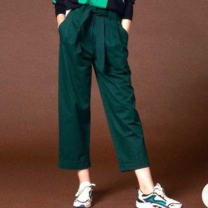 Sandro, high waisted, cropped, green pants